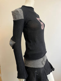 Football jersey cotton knit long sleeve black/grey-Lilies of the Valley-APOC STORE