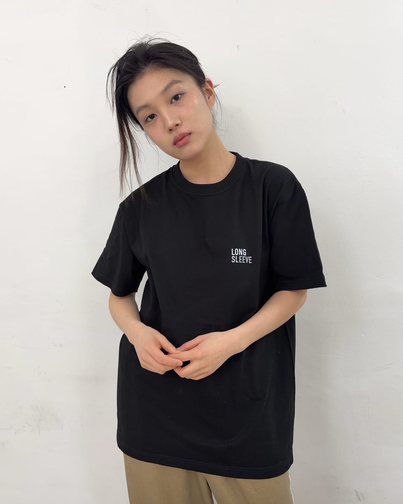 Long Sleeve Logo Short Sleeve (Black)-EGNARTS-APOC STORE