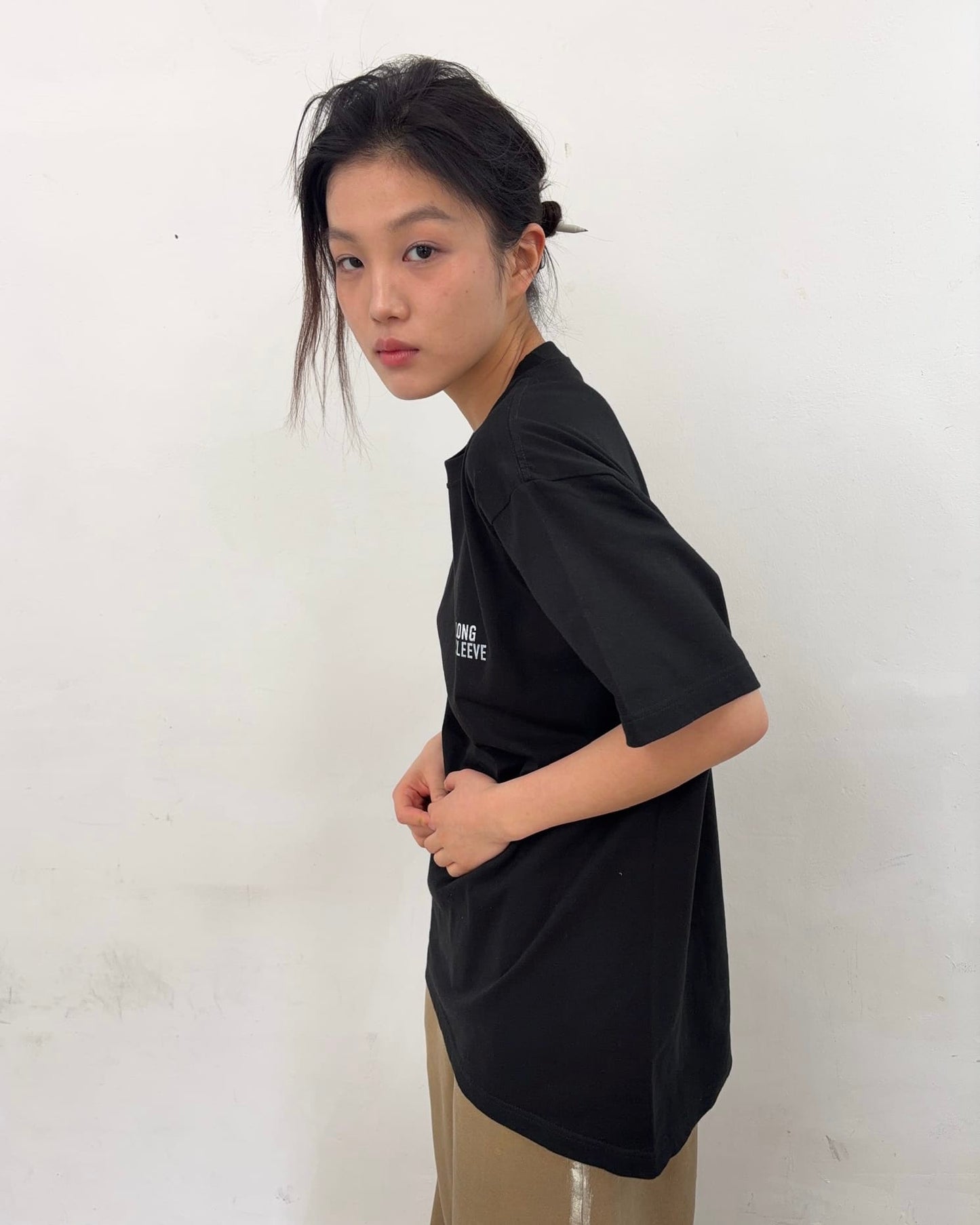 Long Sleeve Logo Short Sleeve (Black)-EGNARTS-APOC STORE
