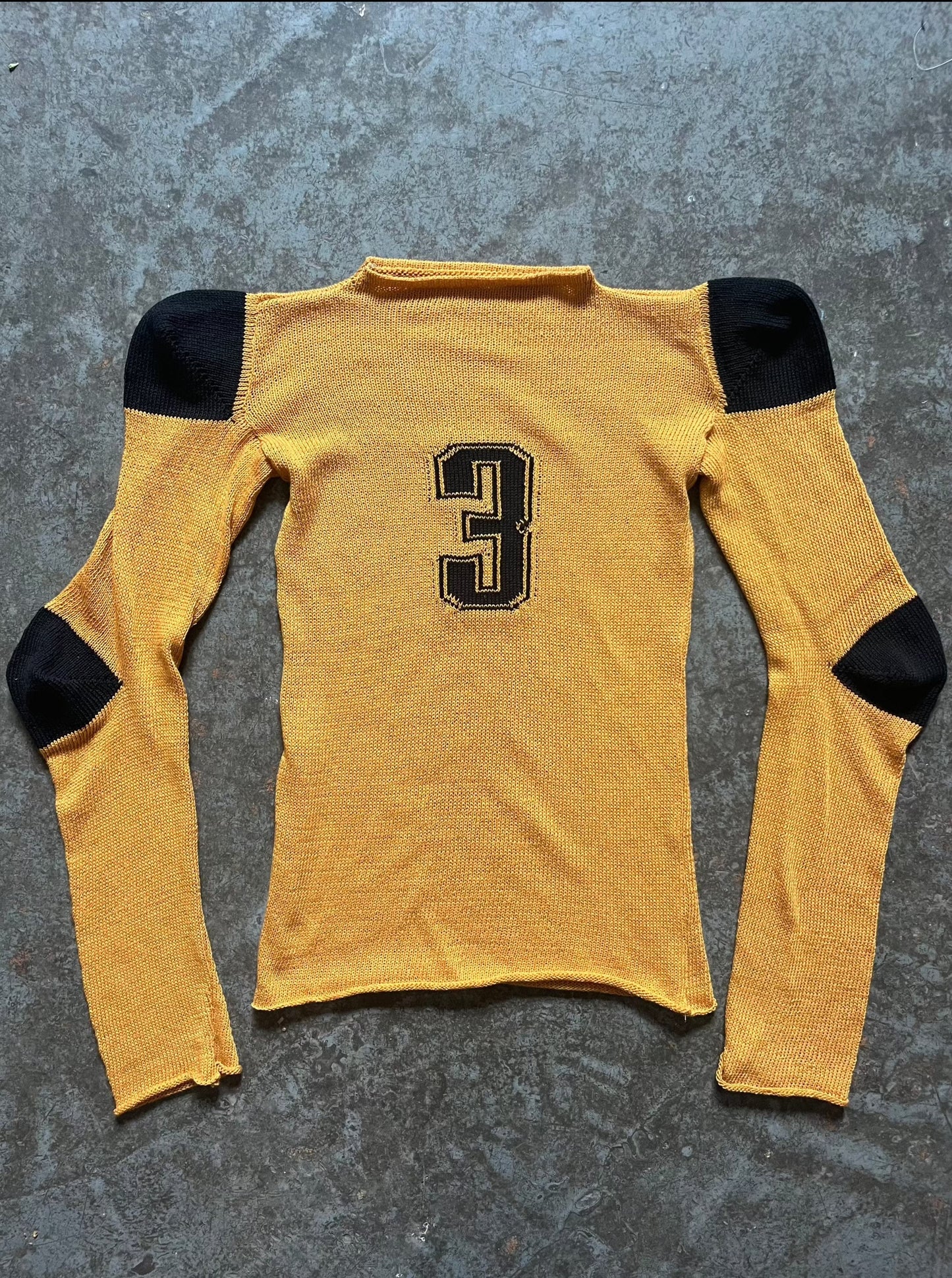 Football jersey cotton knit long sleeve yellow/black-Lilies of the Valley-APOC STORE