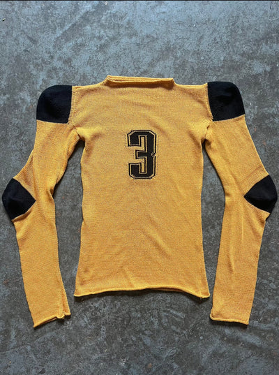 Football jersey cotton knit long sleeve yellow/black-Lilies of the Valley-APOC STORE