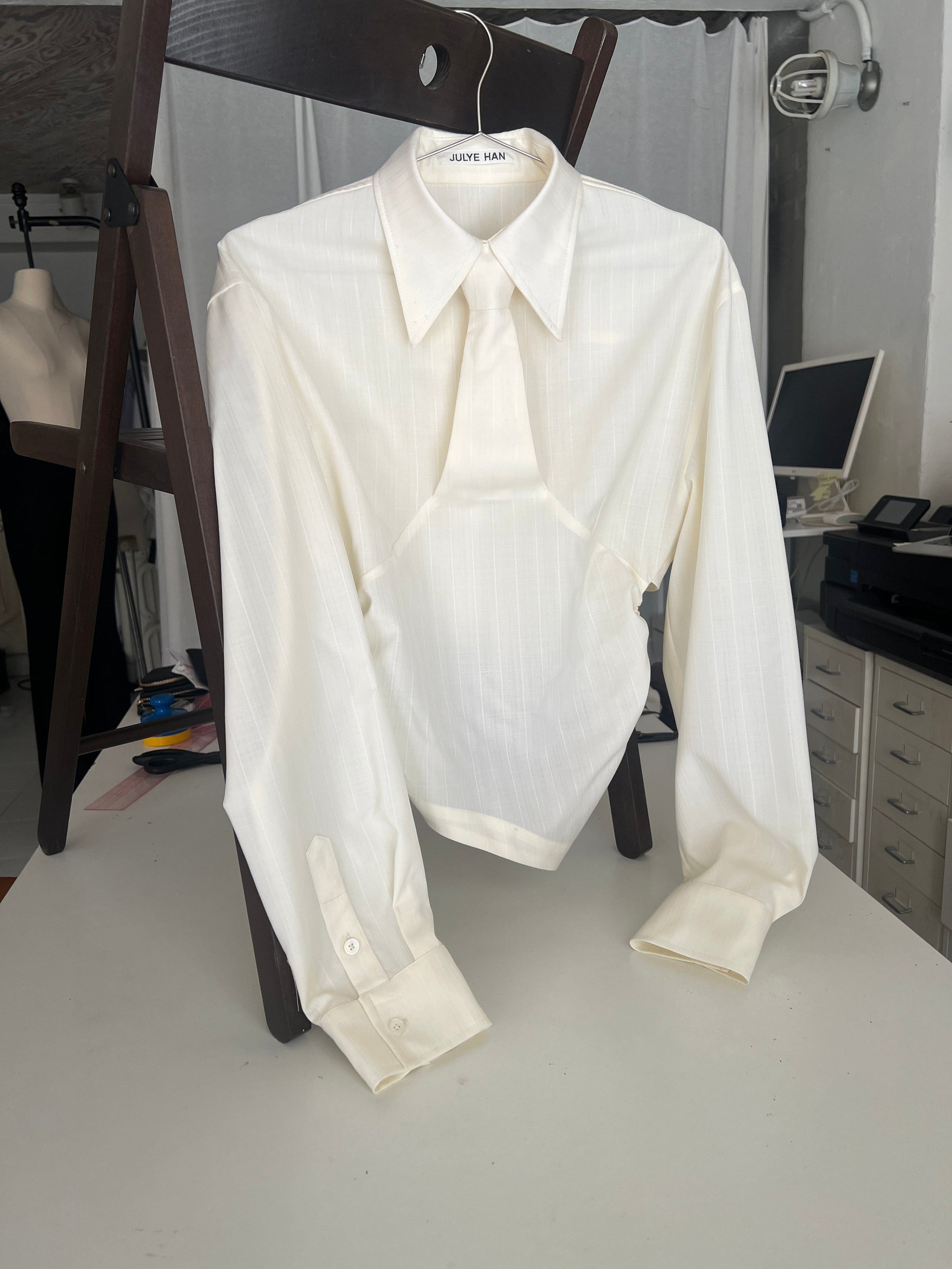 Wool Necktie Shirt-Julye Han-APOC STORE