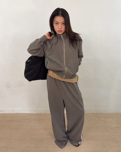 Painted Track Zip-up (Gray)-EGNARTS-APOC STORE