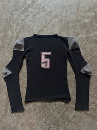 Football jersey cotton knit long sleeve black/grey-Lilies of the Valley-APOC STORE