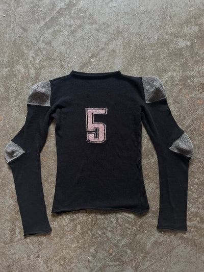 Football jersey cotton knit long sleeve black/grey-Lilies of the Valley-APOC STORE