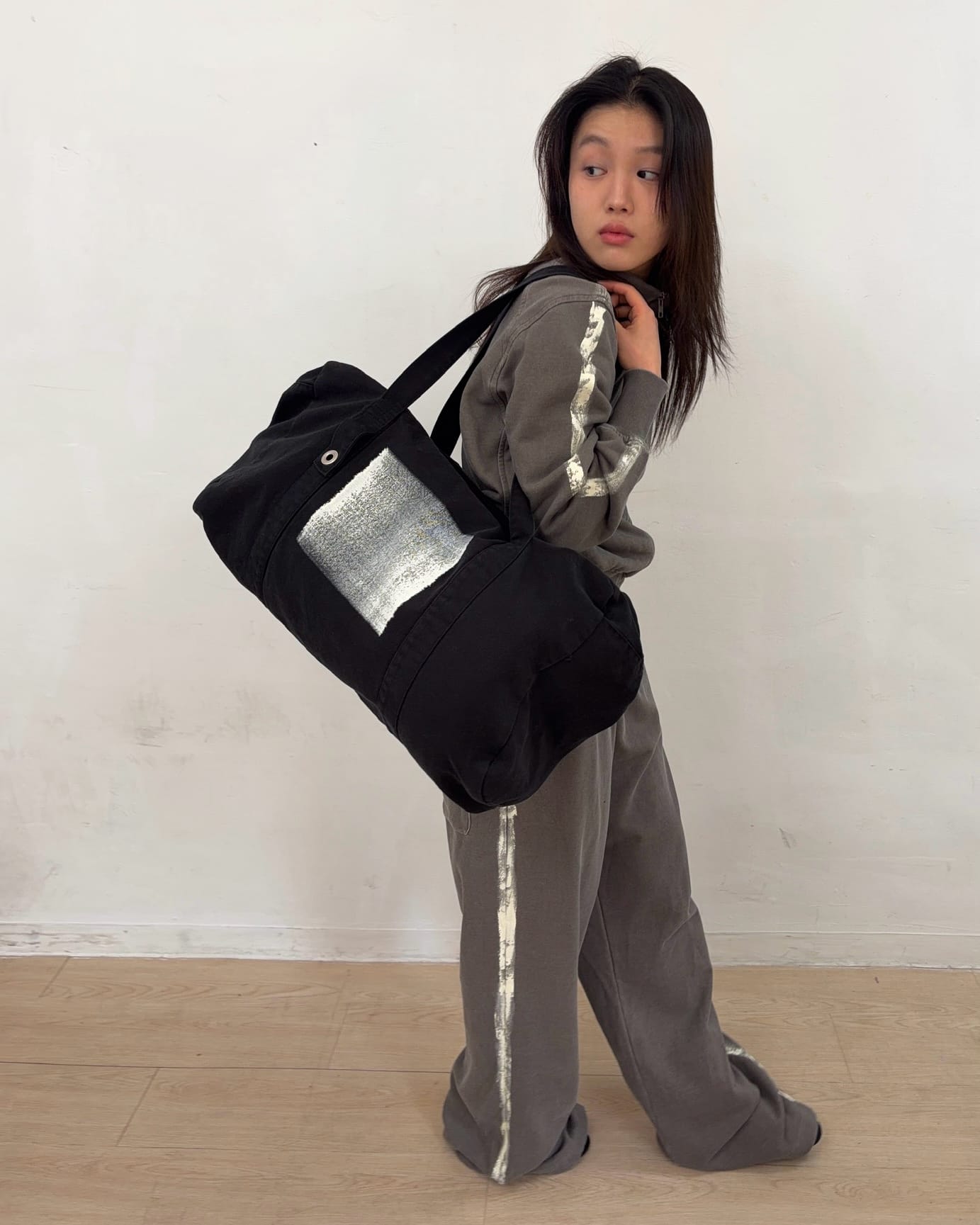 Painted Boston Bag (Black)-EGNARTS-APOC STORE