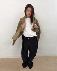 Cut off Hoodie Zip-up (Beige)-EGNARTS-APOC STORE
