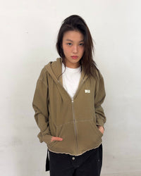 Cut off Hoodie Zip-up (Beige)-EGNARTS-APOC STORE