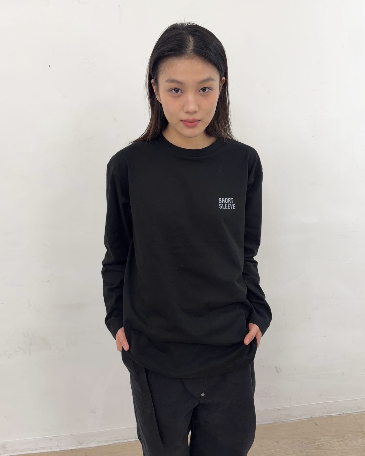 Short Sleeve Logo Long Sleeve (Black)-EGNARTS-APOC STORE