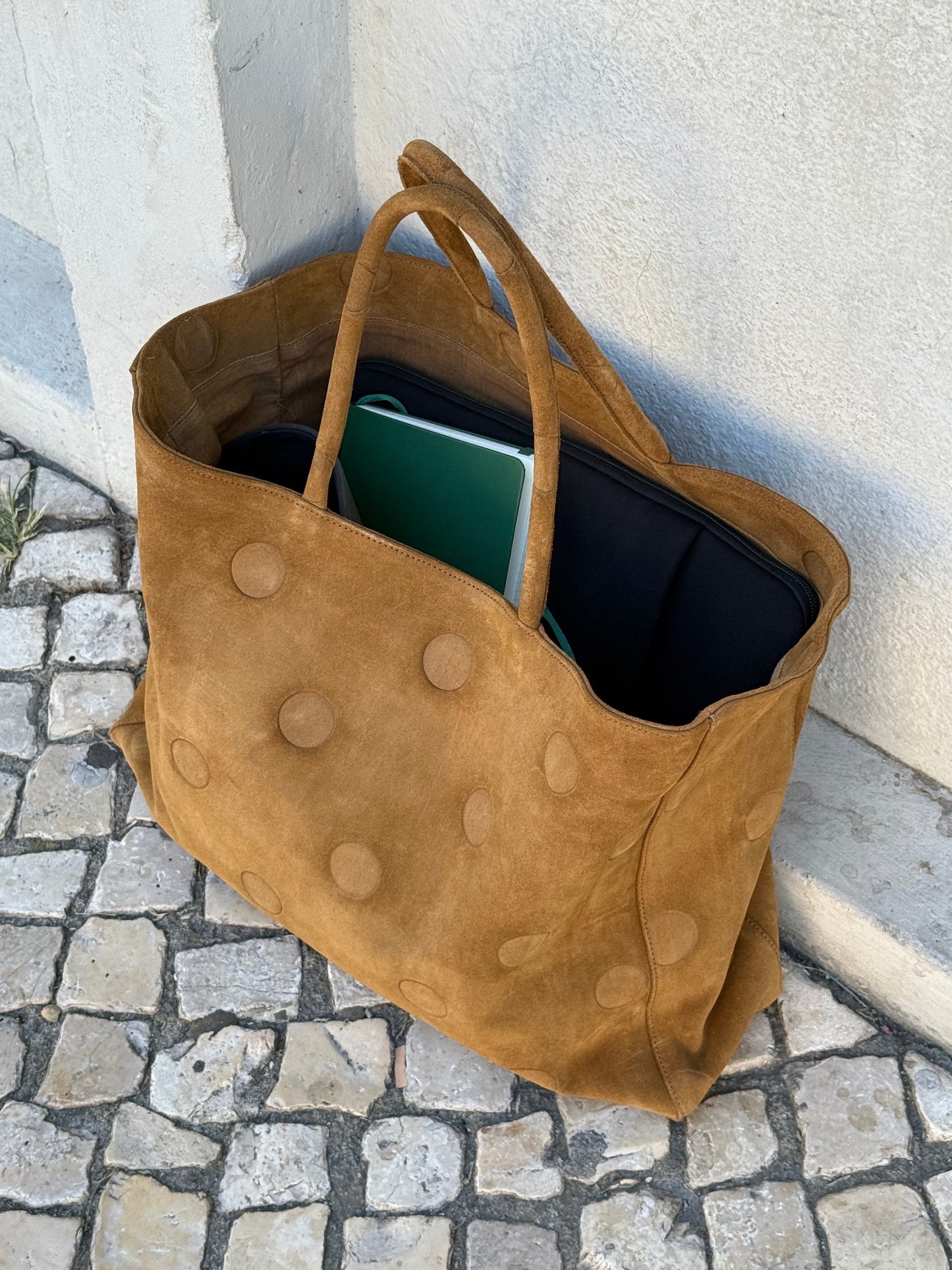 Large Maria Bag Suede Tan-EYLAND-APOC STORE