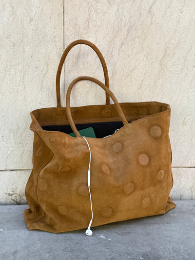 Large Maria Bag Suede Tan-EYLAND-APOC STORE