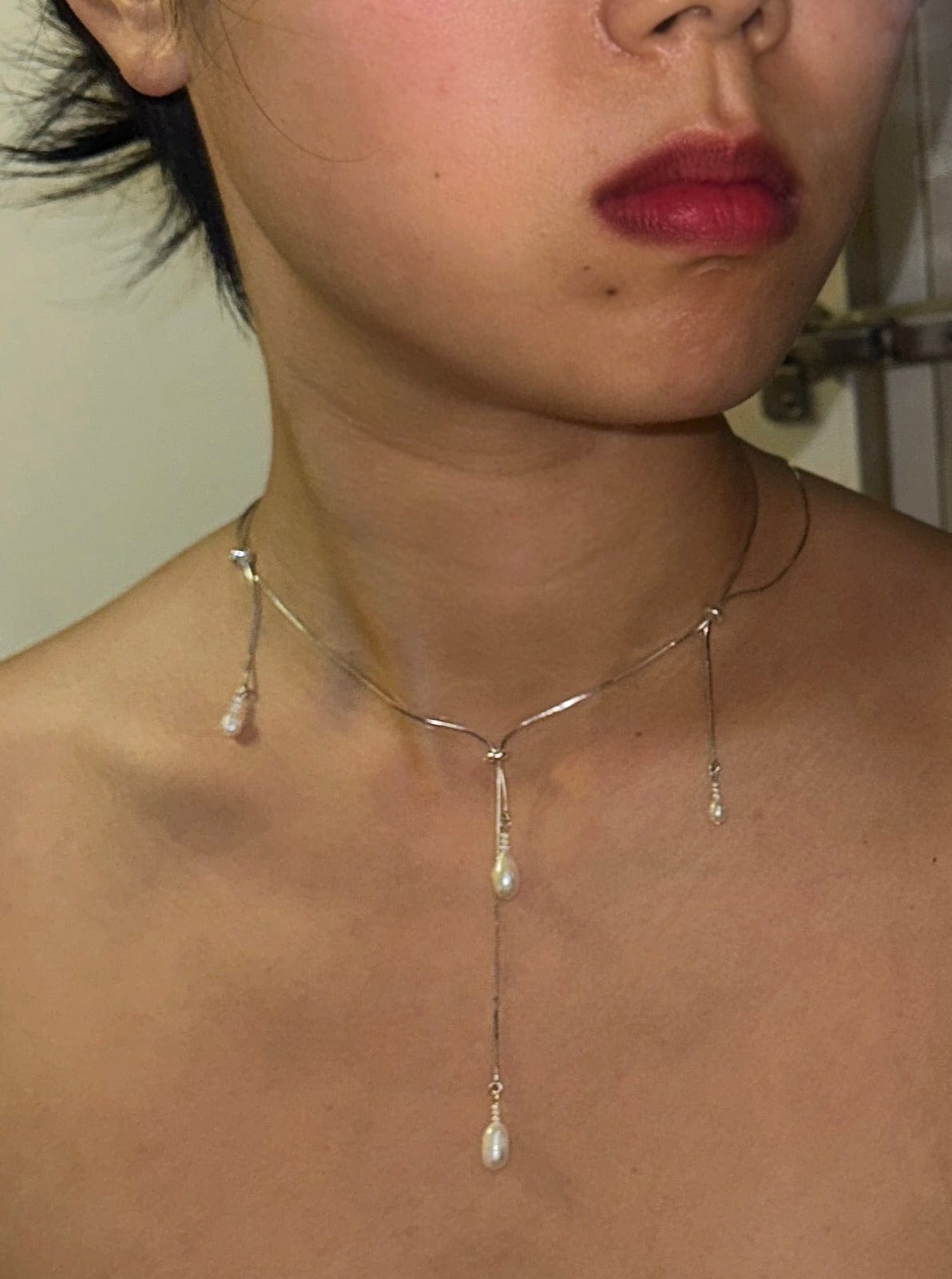 Pearl tassel necklace 03-Jaekim-APOC STORE