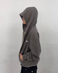 Cut off Hoodie Zip-up (Gray)-EGNARTS-APOC STORE