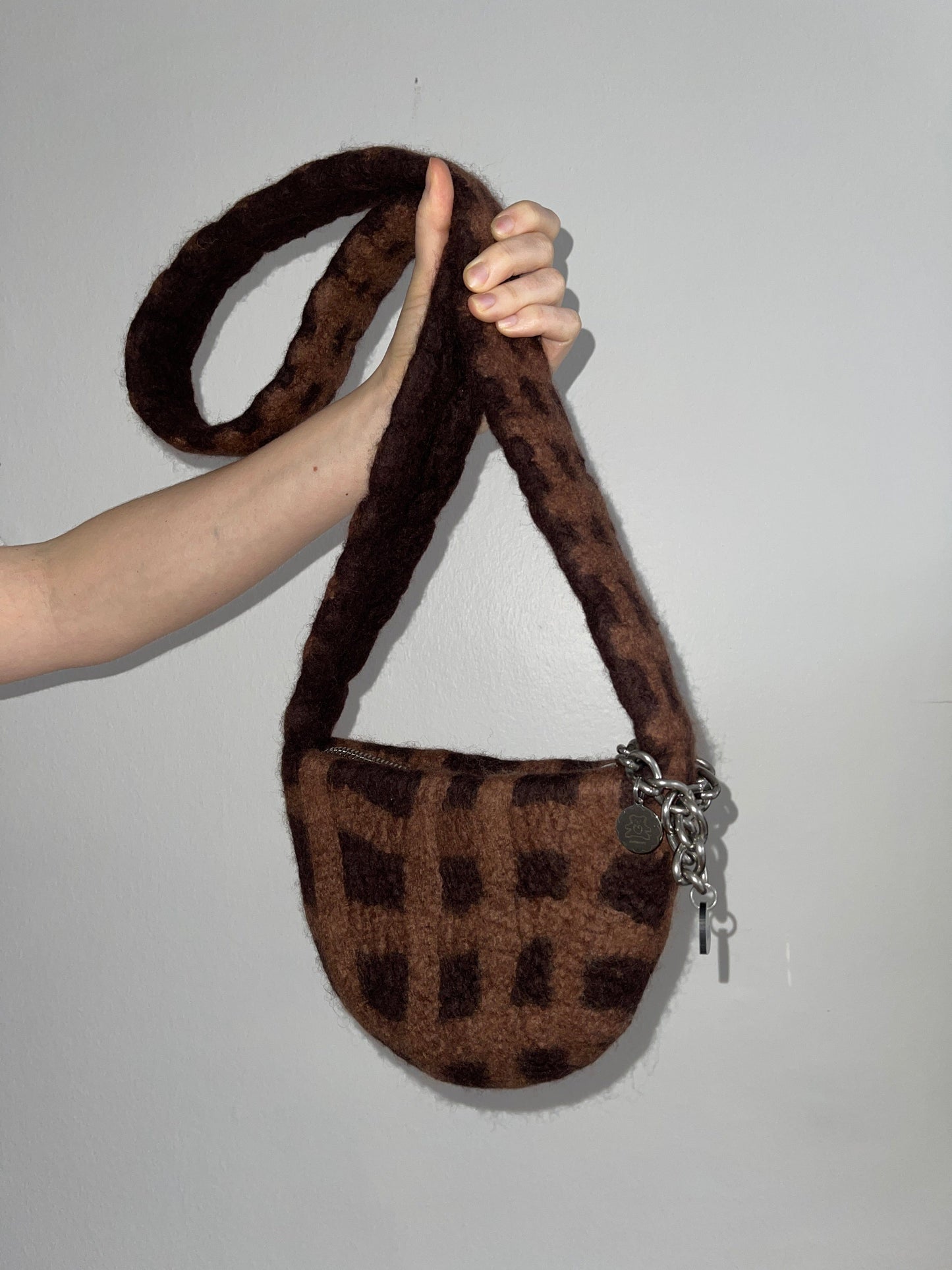 PLAID BAG CROSSBODY #8 - Charcoal / Mid Brown-Carboot-APOC STORE