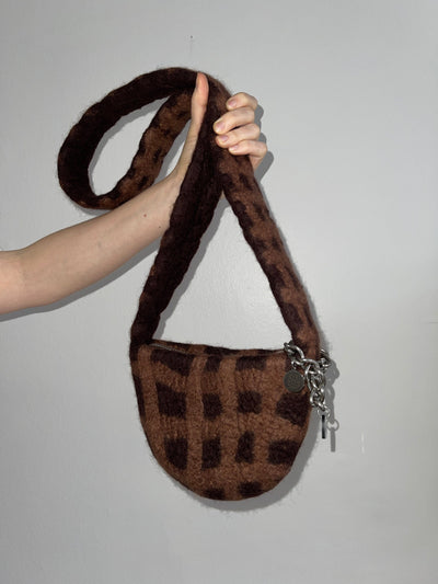 PLAID BAG CROSSBODY #8 - Charcoal / Mid Brown-Carboot-APOC STORE