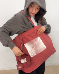 Painted Canvas Tote Bag Small (Pink)-EGNARTS-APOC STORE