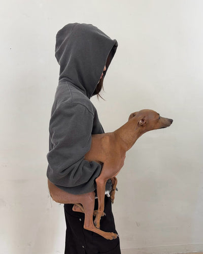 Cut off Hoodie Zip-up (Charcoal)-EGNARTS-APOC STORE