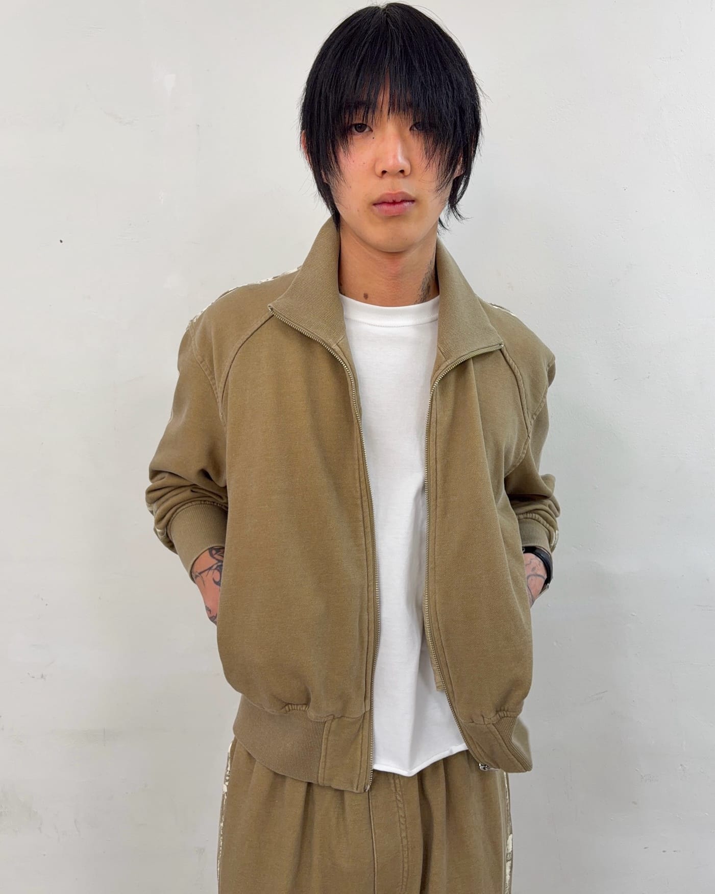 Painted Track Zip-up (Beige)-EGNARTS-APOC STORE