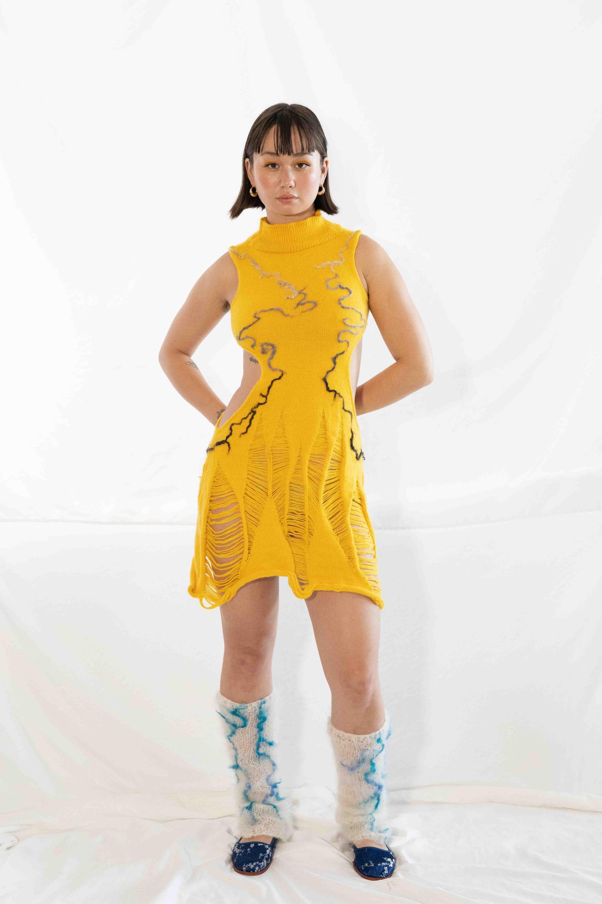 MONDAY ANGORA DROP STITCH DRESS-GRACE GUI-APOC STORE