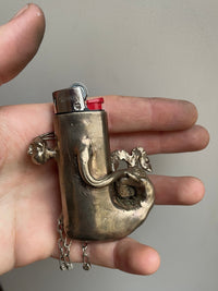 Brass lighter's holder with silver elements-Mia Gosset-APOC STORE
