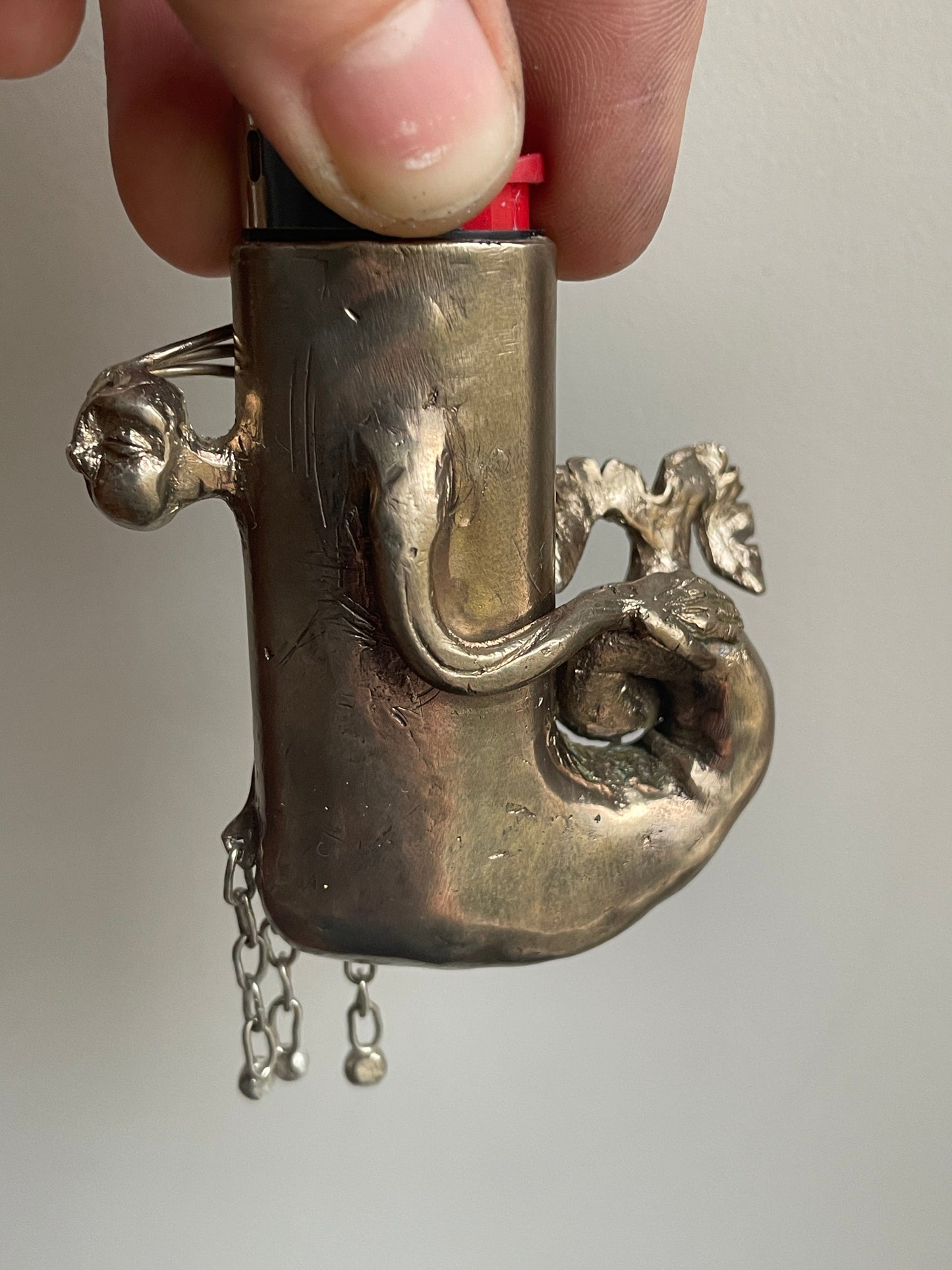 Brass lighter's holder with silver elements-Mia Gosset-APOC STORE