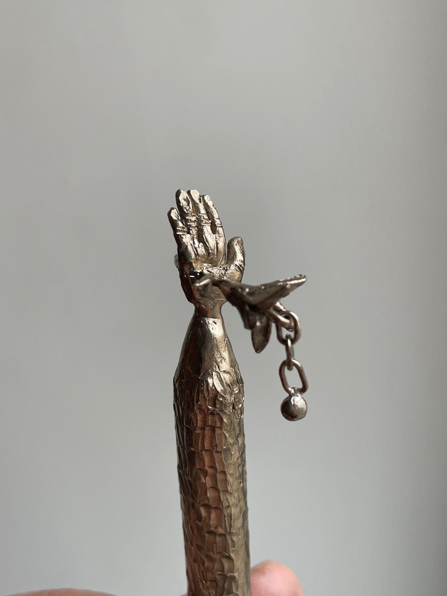 Brass Pencil's holder with silver elements-Mia Gosset-APOC STORE