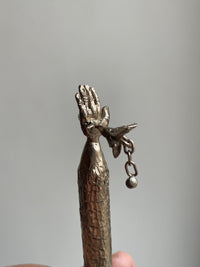 Brass Pencil's holder with silver elements-Mia Gosset-APOC STORE