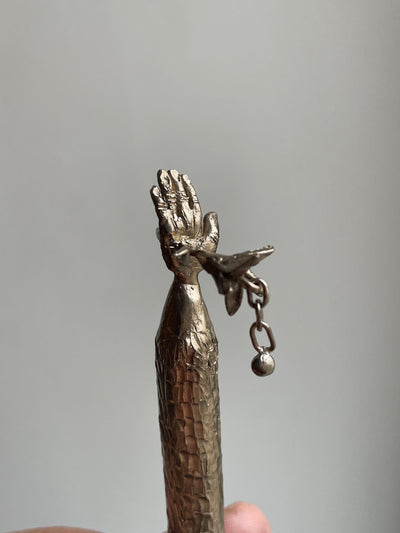 Brass Pencil's holder with silver elements-Mia Gosset-APOC STORE