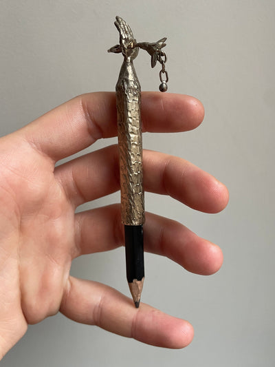 Brass Pencil's holder with silver elements-Mia Gosset-APOC STORE