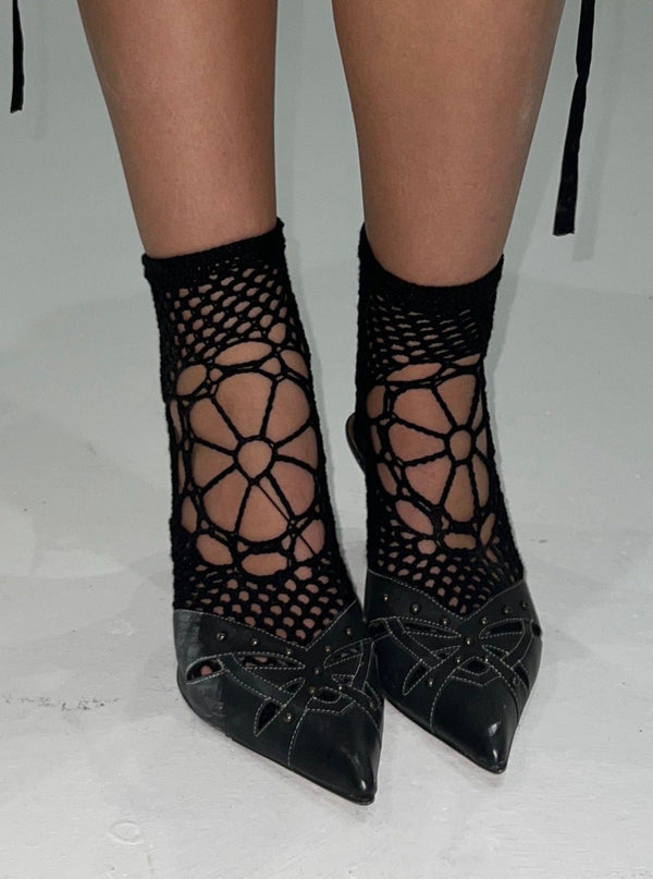 Short crochet socks black-Nastyamasha-APOC STORE