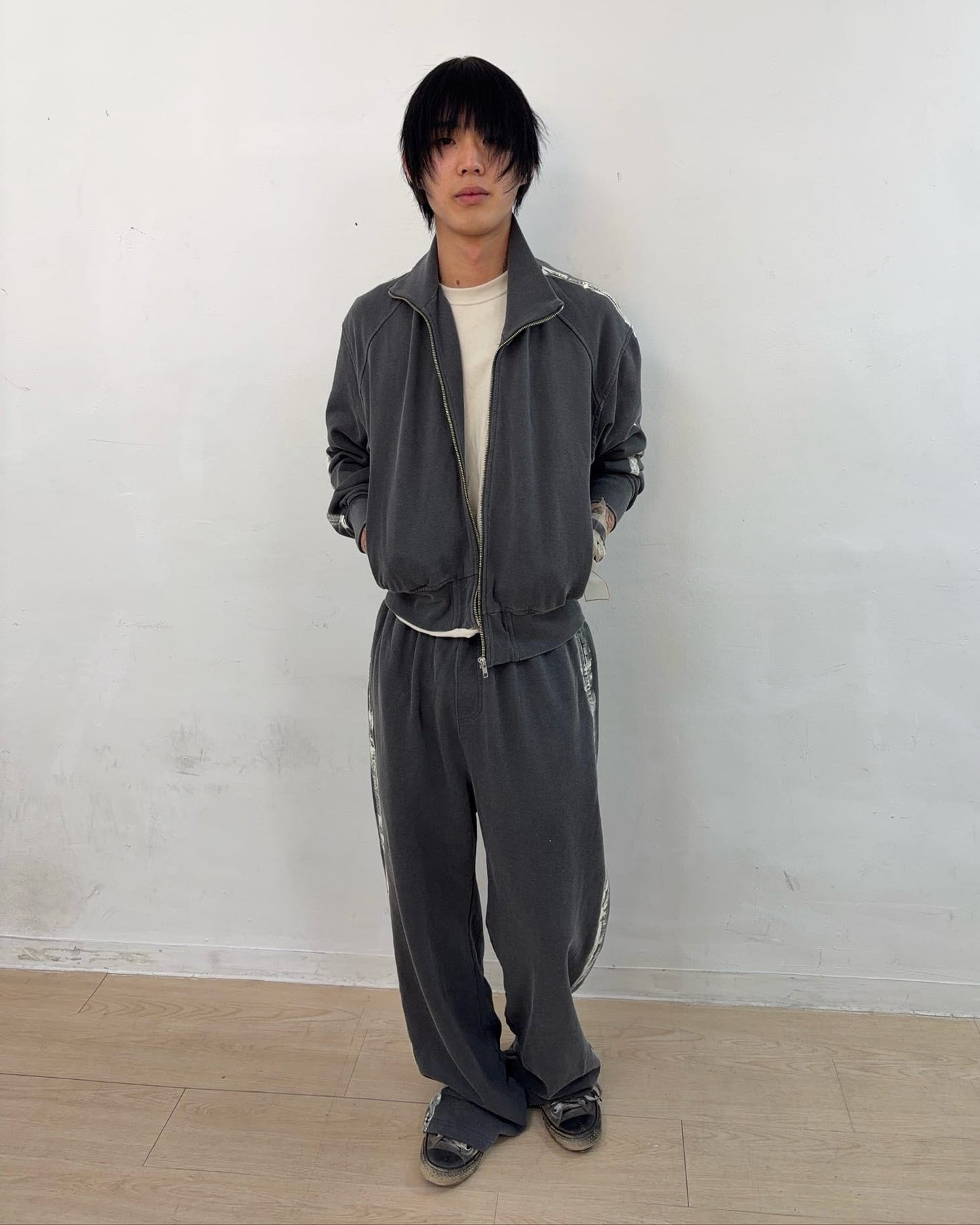 Painted Track Pants (Charcoal)-EGNARTS-APOC STORE