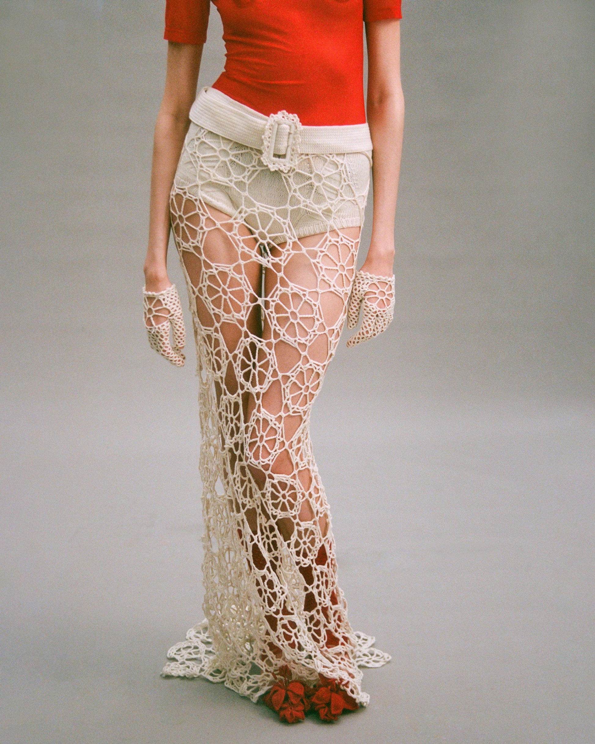 Crochet Gloves with Floral detail-Nastyamasha-APOC STORE