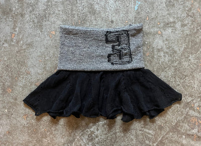 Ruffle knit mini skirt Black/Grey-Lilies of the Valley-APOC STORE