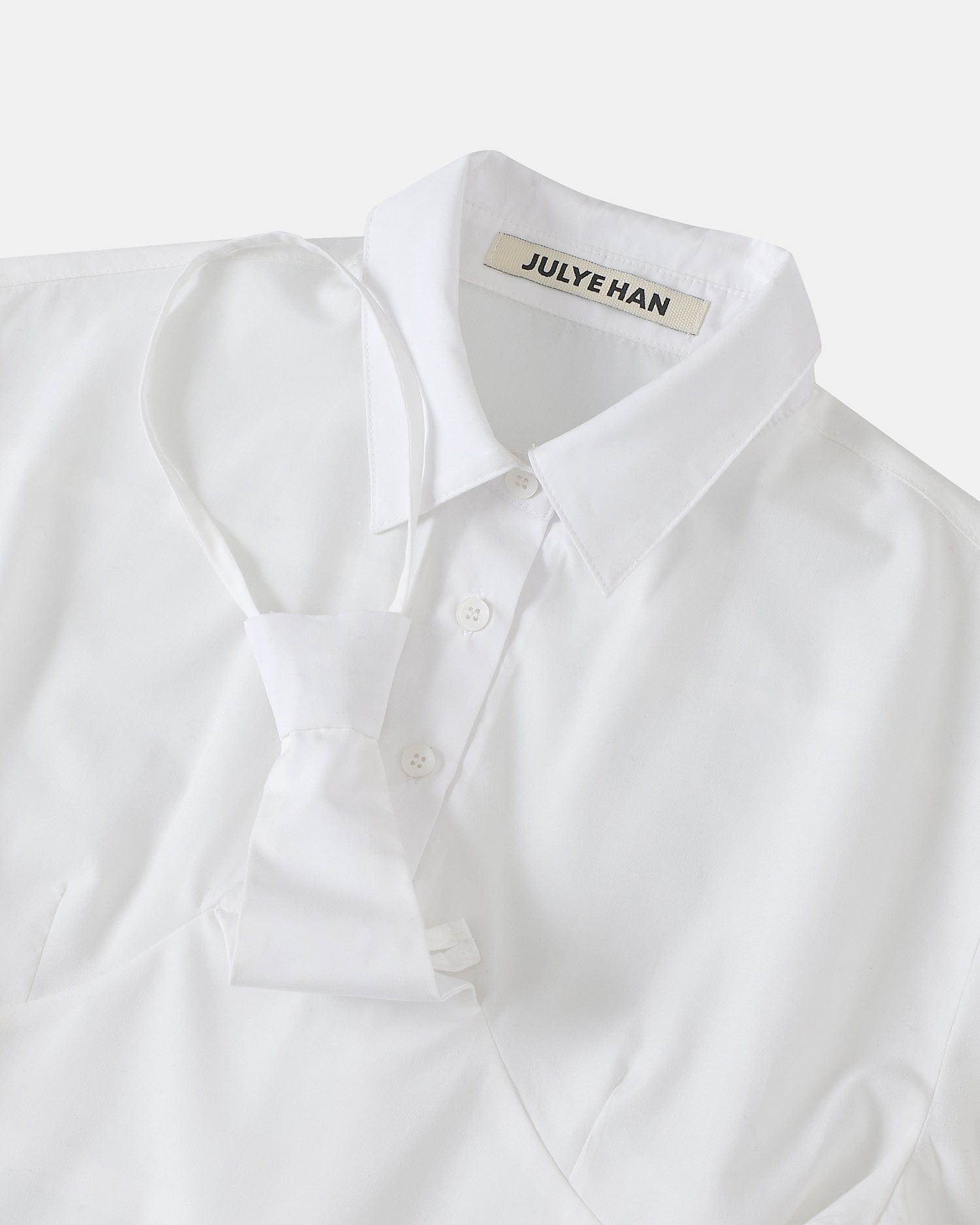 Longsleeve Necktie shirt - White-Julye Han-APOC STORE