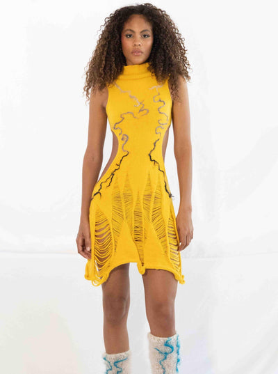 MONDAY ANGORA DROP STITCH DRESS-GRACE GUI-APOC STORE