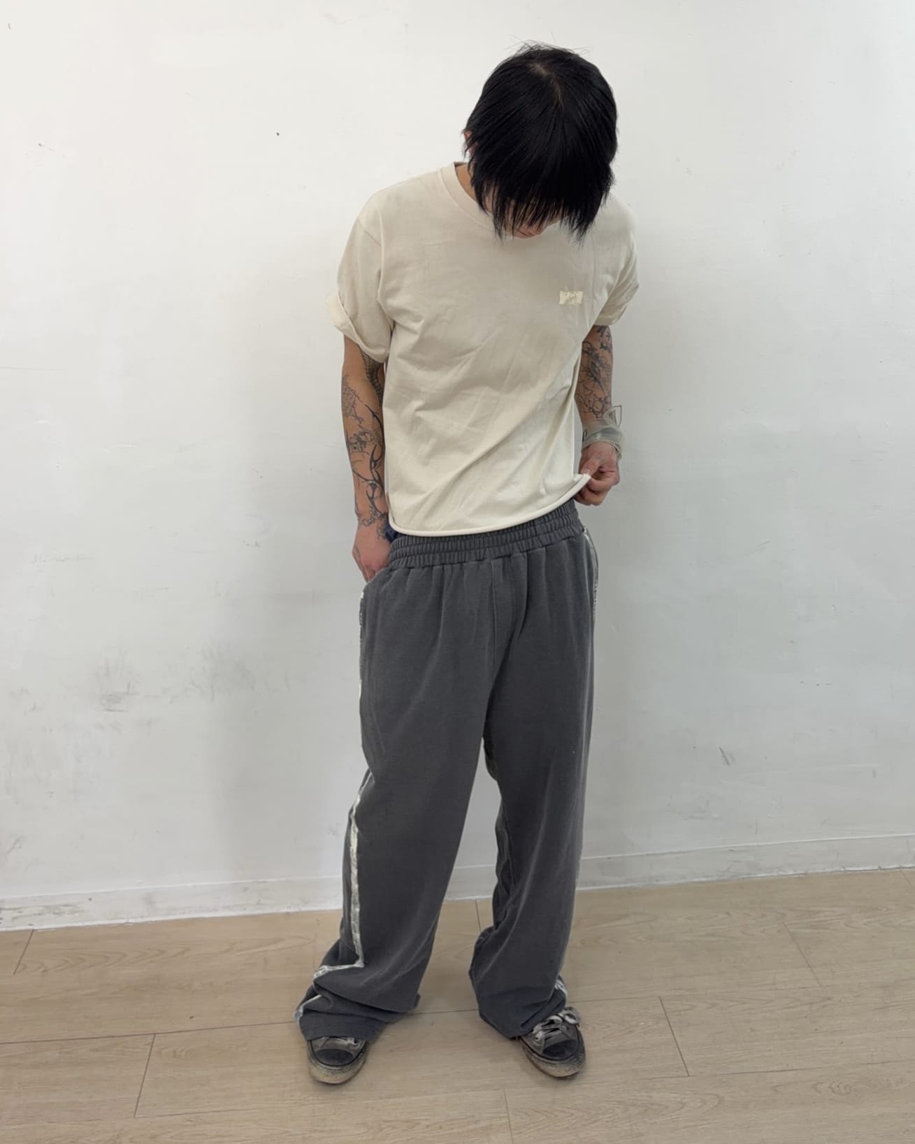 Painted Track Pants (Charcoal)-EGNARTS-APOC STORE