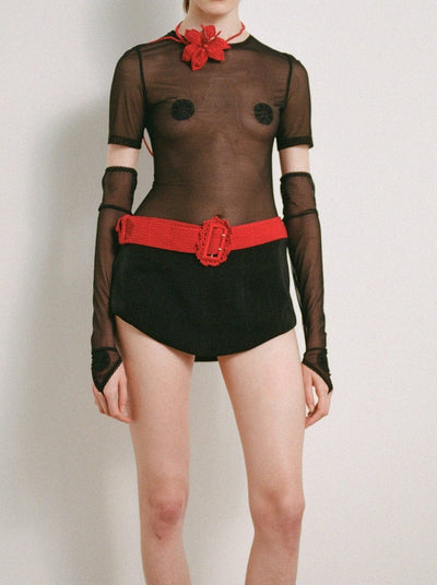 Crochet Belt with embroidery logo and open back-Nastyamasha-APOC STORE