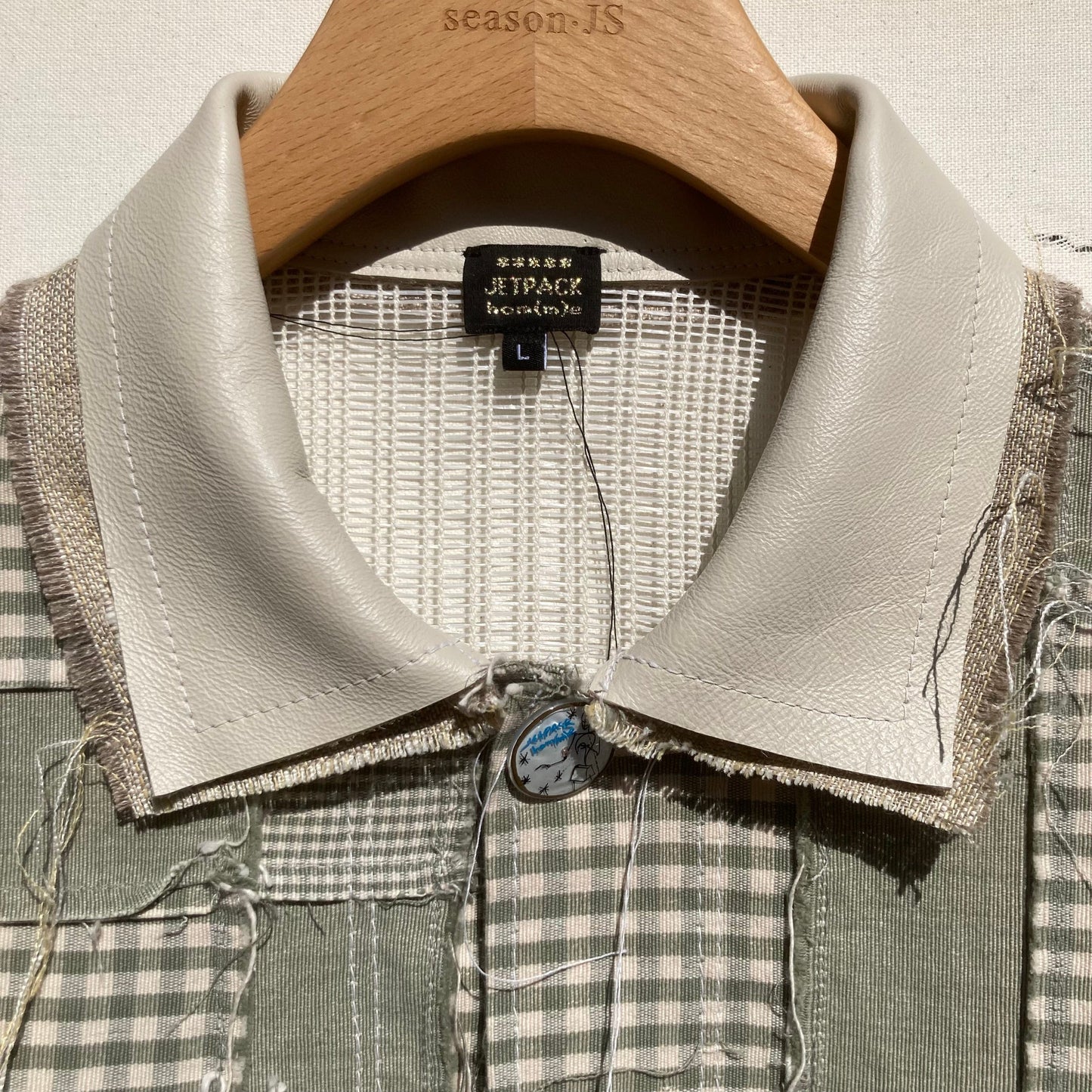 SAGE/Ivory Patchwork Canvas and Leather Jacket-Jetpack Hom(m)e-APOC STORE