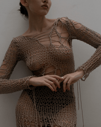 Holey Dress in Beige-V4K-APOC STORE