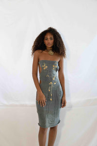 SATURDAY INDIGO SILK COCOON DRESS-GRACE GUI-APOC STORE