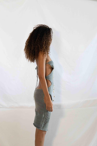 SATURDAY INDIGO SILK COCOON DRESS-GRACE GUI-APOC STORE