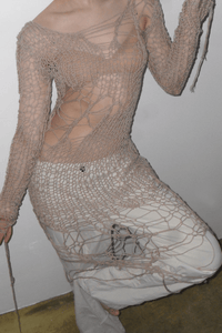 Holey Dress in Beige-V4K-APOC STORE
