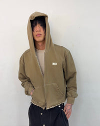 Cut off Hoodie Zip-up (Beige)-EGNARTS-APOC STORE