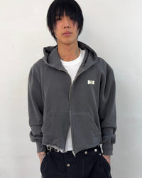 Cut off Hoodie Zip-up (Charcoal)-EGNARTS-APOC STORE