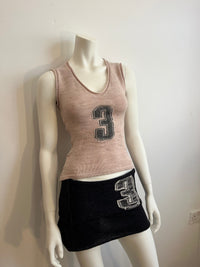 Wool micro mini skirt navy and cream-Lilies of the Valley-APOC STORE