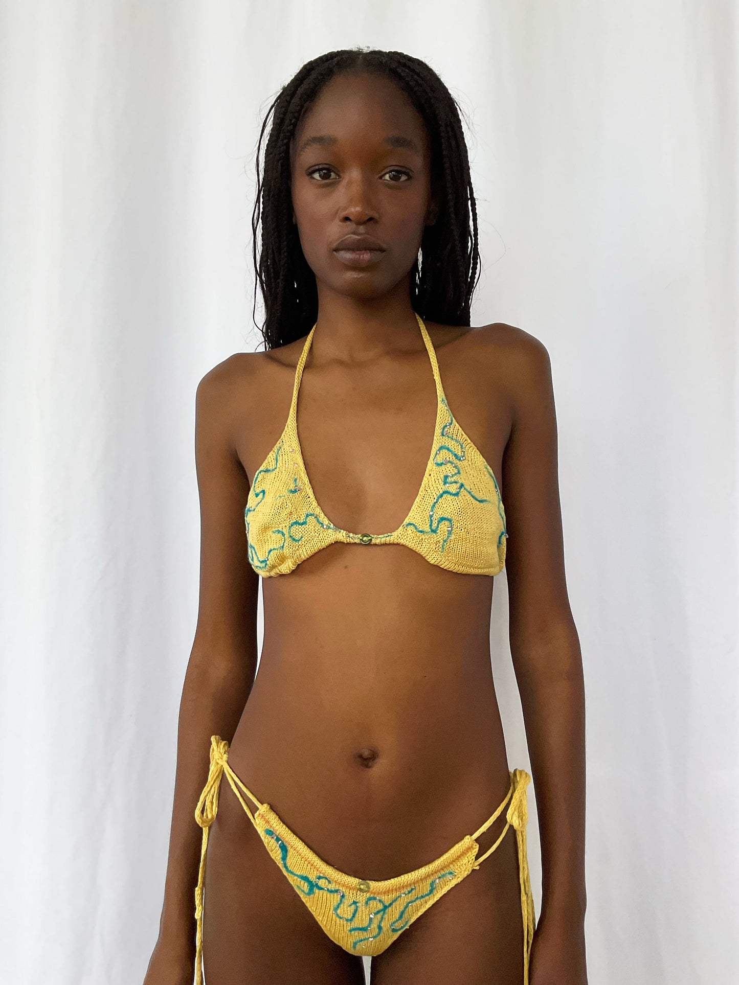 Yellow and Turquoise Inked Bikini-GRACE GUI-APOC STORE