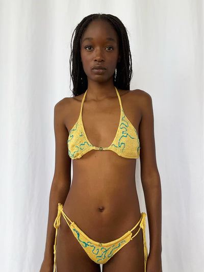 Yellow and Turquoise Inked Bikini-GRACE GUI-APOC STORE