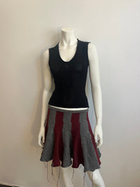 Lambswool ruffle skirt grey/red-Lilies of the Valley-APOC STORE