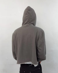 Cut off Hoodie Zip-up (Gray)-EGNARTS-APOC STORE