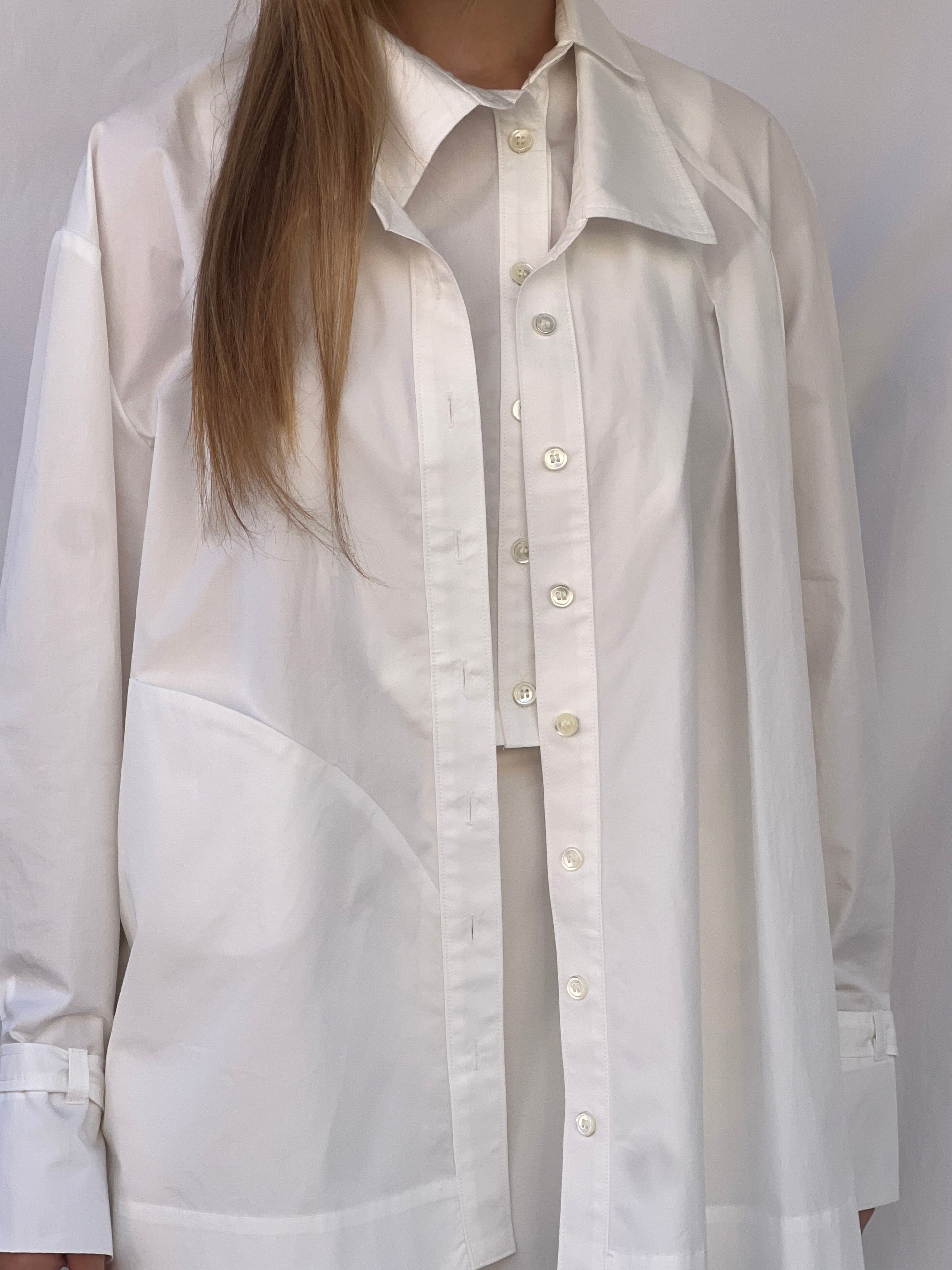 Double Collar Shirt - white-Julye Han-APOC STORE
